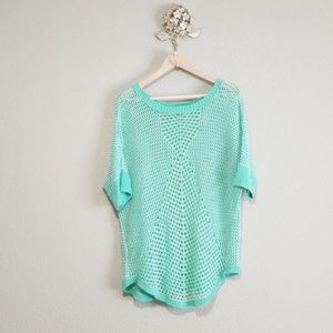 Ana open knit sweate teal and white size xl